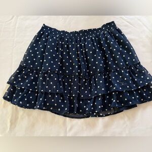 Preowned Abercrombie & Fitch Women’s Chiffon Navy Polka Dot Tiered Skirt Sz L